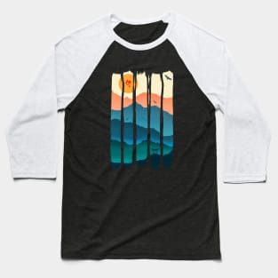 Vintage Brush Strokes Mountains Landscape Baseball T-Shirt